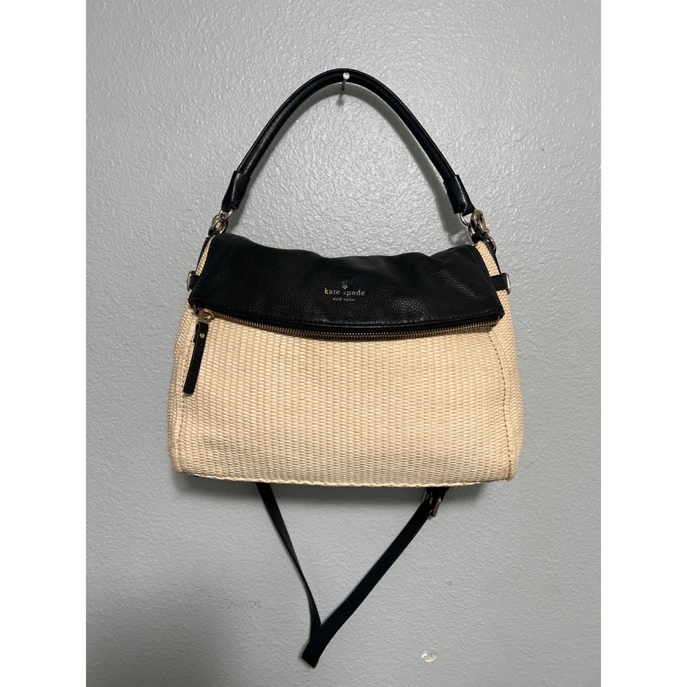 Kate Spade Leather and Woven Straw Material Crossbody Bag
